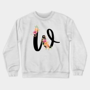 Letter W With Watercolor Floral Wreath Crewneck Sweatshirt